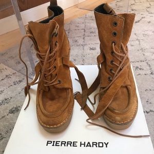 Pierre Harde platform hiking booties tan suede